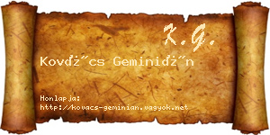 Kovács Geminián névjegykártya